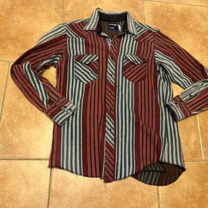 Wrangler men large brush popper pearl snap shirt